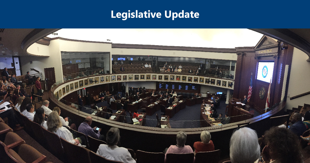 Image: Legislative Update. A picture of the Florida State Senate Chamber during session. 